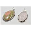 Image 1 : #236-NATURAL UNAKITE & ROSE QUARTZ PENDANT