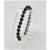 Image 1 : #100- NATURAL BLACK OBSIDIAN BEAD BRACELET 8MM/75"