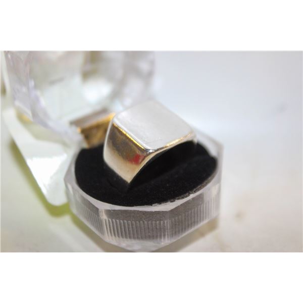 NEW MENS SILVER TONE RING SZ10