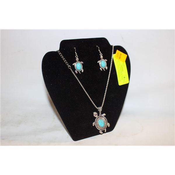 NEW JEWELRY DISPLAY W/ NEW NECKLACE AND EARRINGS