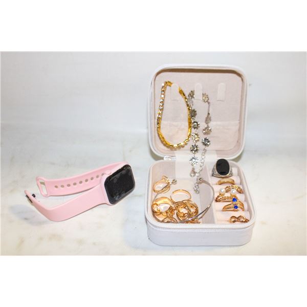 TRAVELING JEWELRY BOX FULL OF JEWELRY