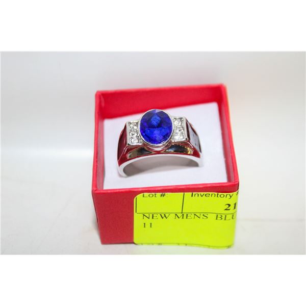 NEW MENS  BLUE STONE RING SIZE 11