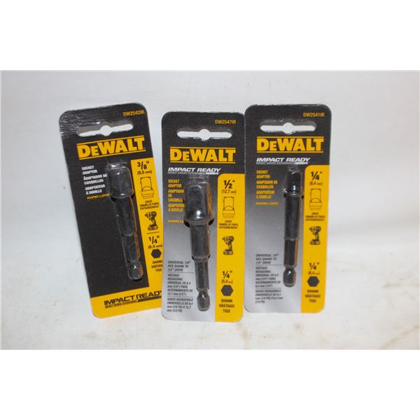 3 PACKS OF DEWALT IMPACT SOCKET ADAPTOR