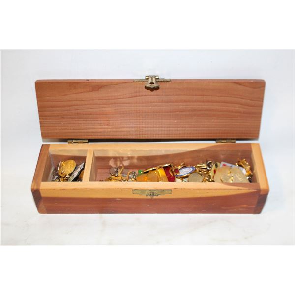 ESTATE CAMEO WOOD BOX FULL OF PINS-ESTATE