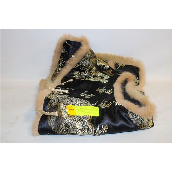 VINTAGE SATIN/FUR DRAGON VEST WOMENS M-ESTATE