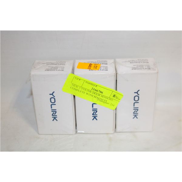 NEW 3 YOLINK DOOR SENSORS COMPLETE WITH MAGNETS