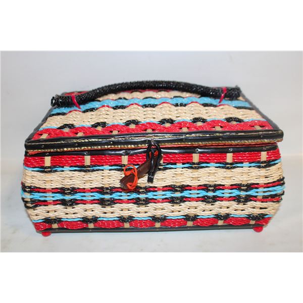 VINTAGE MADE IN JAPAN WICKER SEWING BOX