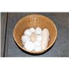 Image 1 : 15"H WICKER BASKET FILLED W/WHITE YARN