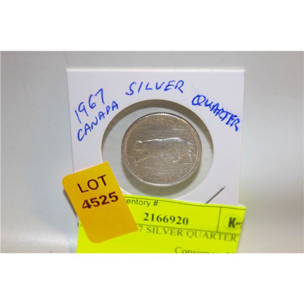 CANADA 1967 SILVER QUARTER