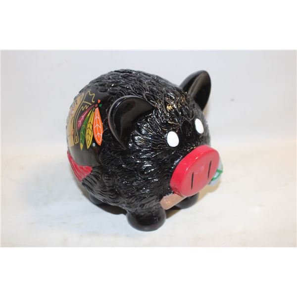 CHICAGO BLACK HAWKS HARD PLASTIC PIGGY BANK
