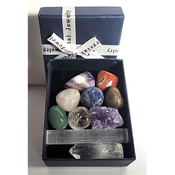 31) LOT OF 9 CHAKRA HEALING STONES, INCLUDES