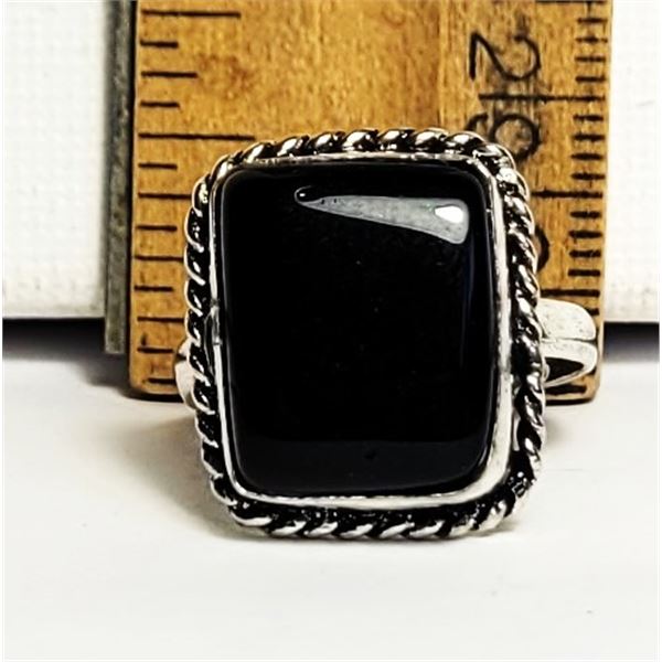 13) SQUARE CUT NATURAL BLACK ONYX SIZE 8.5