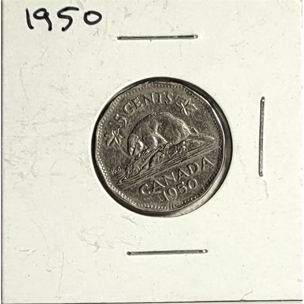 18) CANADIAN 1950 5 CENT COIN