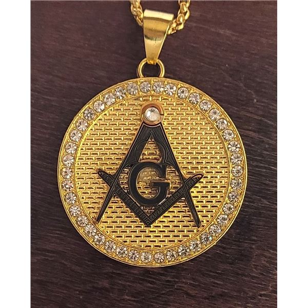 21) GOLD TONE & CLEAR CRYSTALS WITH BLACK