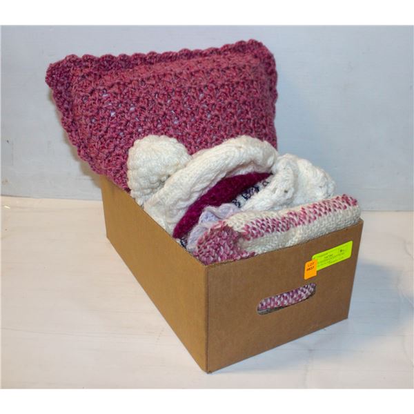 VINTAGE HANDMADE KNIT WEAR- SCARVES, HATS, ETC