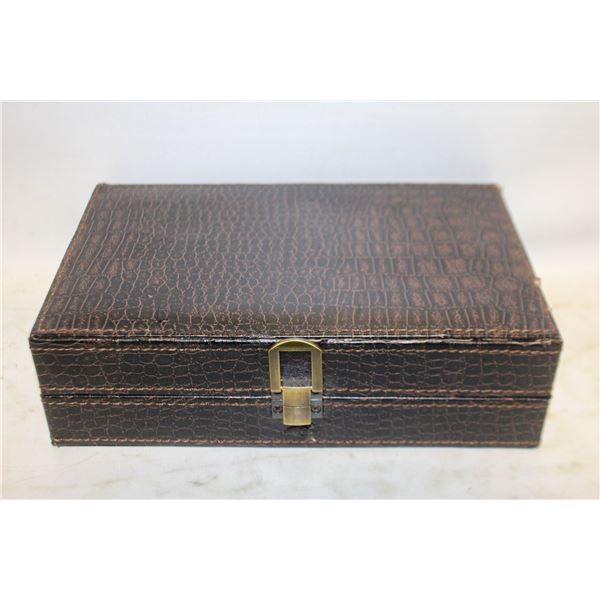 BOMBAY CO. CROCODILE LEATHER CUFFLINK BOX