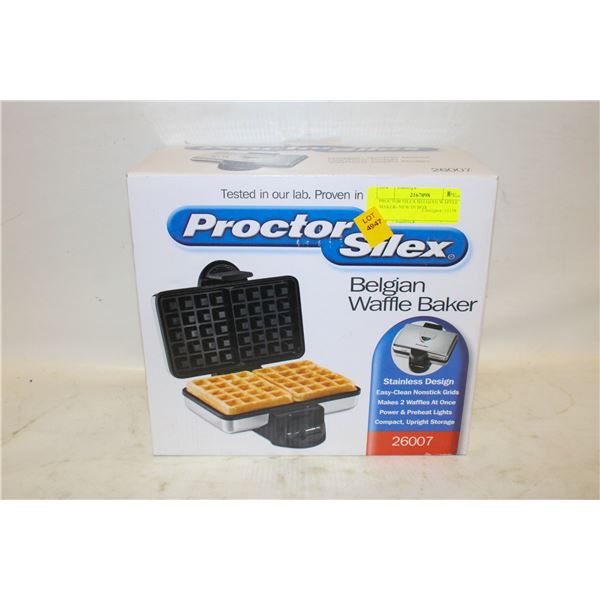 PROCTOR SILEX BELGIAN WAFFLE MAKER- NEW IN BOX