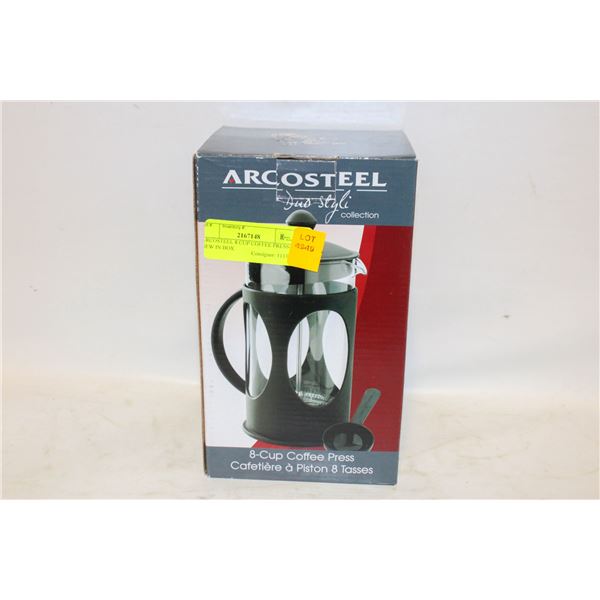ARCOSTEEL 8 CUP COFFEE PRESS- NEW IN BOX