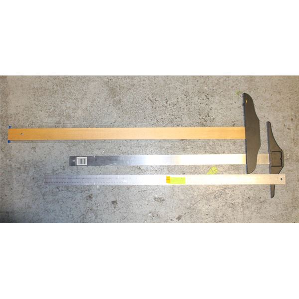 2 DRAWING DRAFTING T SQUARES PLUS LONG METAL