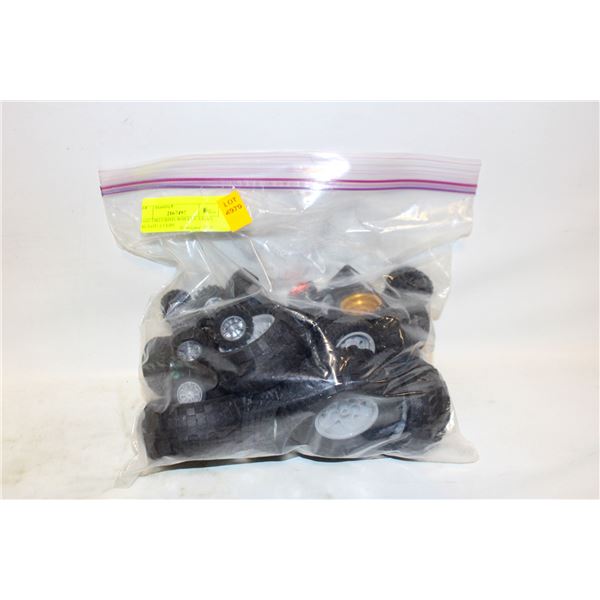 LEGO TIRES/RIMS/WHEELS/AXLES BAG LOT- 1.5 LBS
