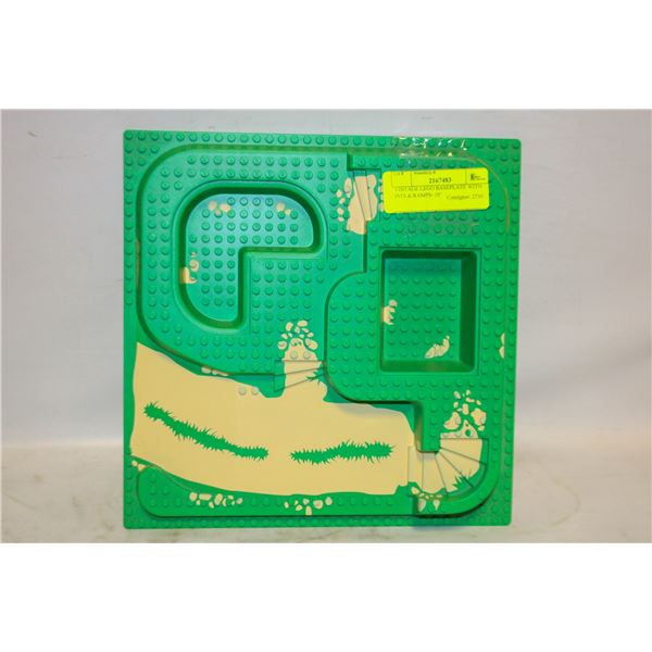 VINTAGE LEGO BASEPLATE WITH PITS & RAMPS- 10"