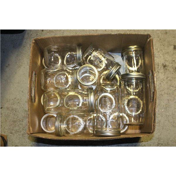 CANNING JARS- LARGE BOX LOT ASSORTED