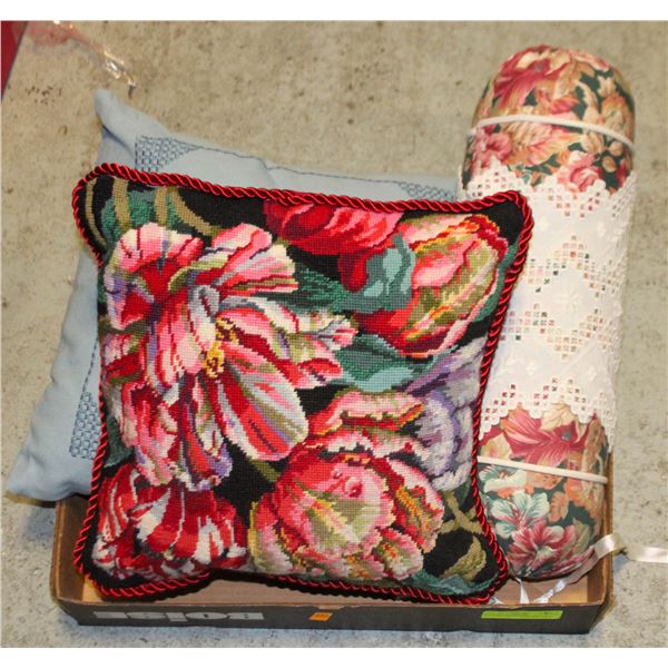 VINTAGE HANDMADE CROCHET/EMBROIDERY PILLOWS