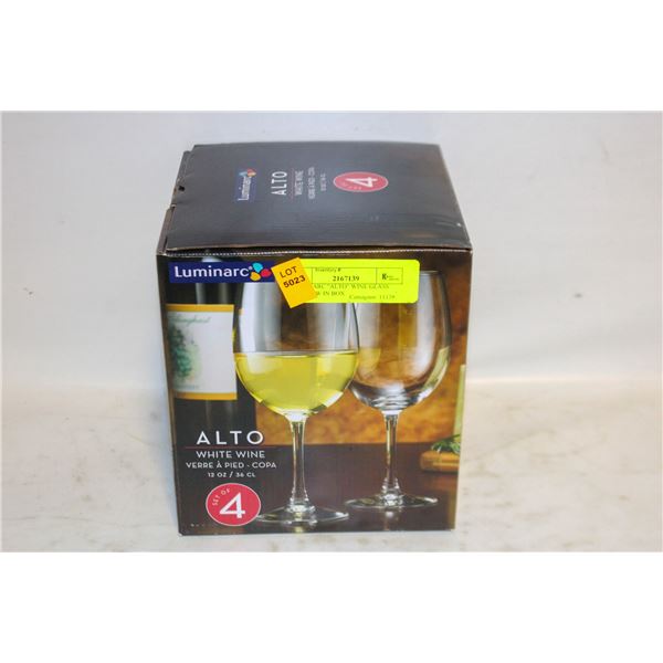LUMINARC "ALTO" WINE GLASS SET- NEW IN BOX
