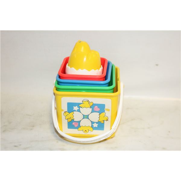 VINTAGE FISHER PRICE ACTIVITY PLAY BUCKET SET