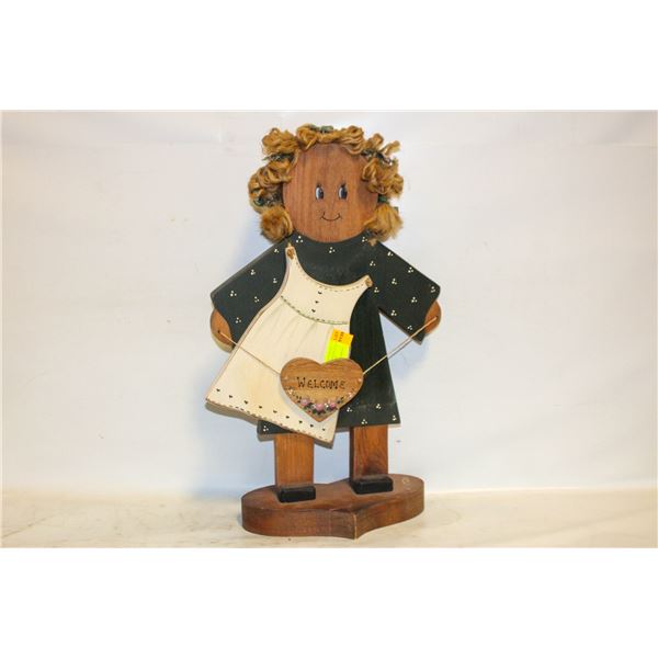 VINTAGE HANDMADE WOODEN WELCOME RAGDOLL