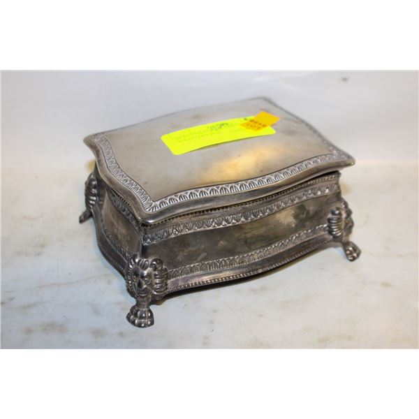 HEAVY SILVER-PLATED VELVET LINED JEWELRY BOX