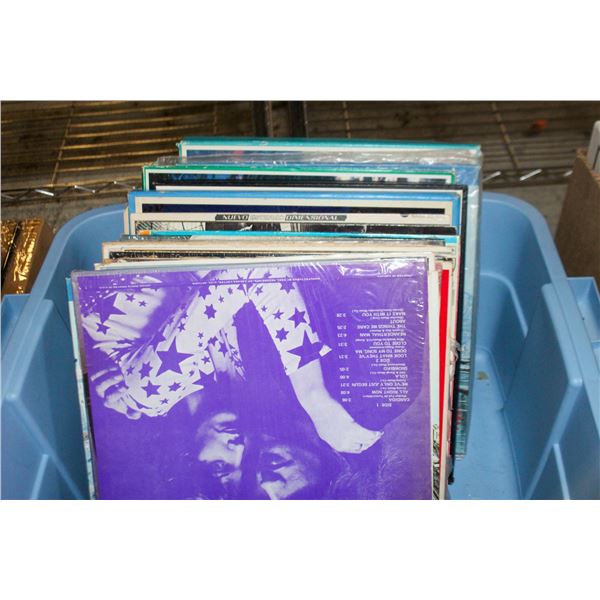 LIDDED TOTE FULL OF RECORDS