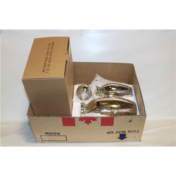 AVON MERCURY GLASS VASES- NEW IN BOX