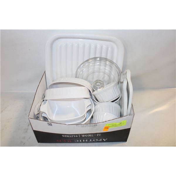 CORNINGWARE FRENCH WHITE BAKEWARE ASSORTED