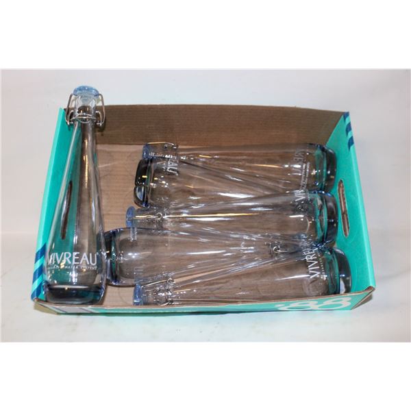 SET OF 6 VIVREAU SWING TOP GLASS BOTTLES