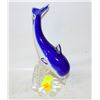 Image 1 : HEAVY BLUE ART GLASS DOLPHIN (10")