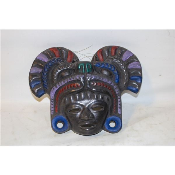 VINTAGE MAYAN AZTEC CLAY MASK WALL