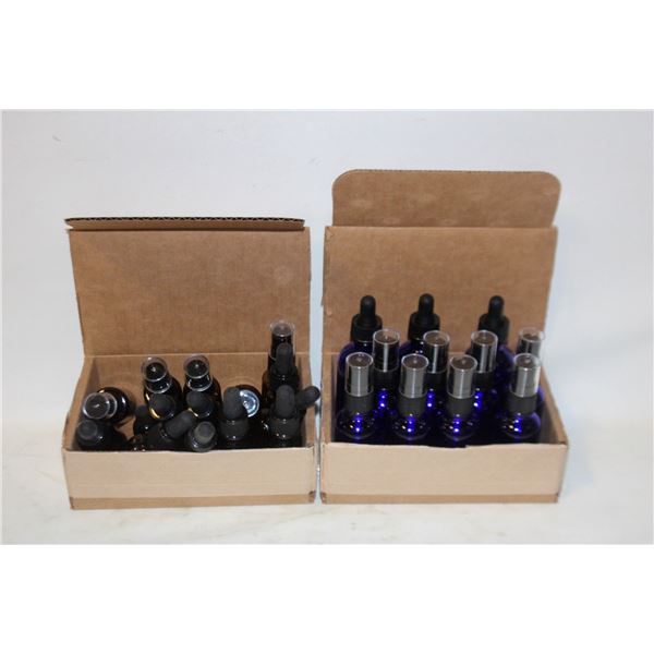 LOT OF COBALT BLUE AND AMBER BOTTLES