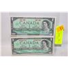 Image 1 : 2 CANADIAN 1967 $1 BILLS (1 UNCIRCULATED)