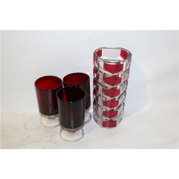 LUMINARC VASE AND GLASSES