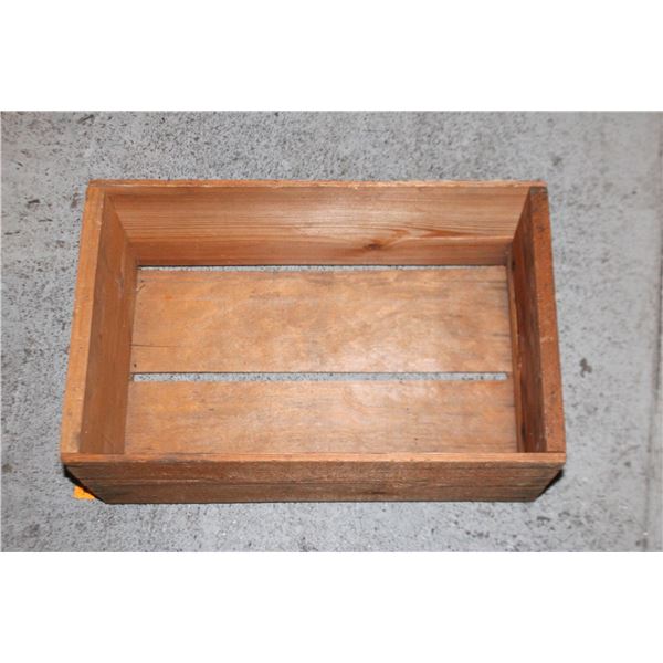 VINTAGE WOODEN FRUIT CRATE 9"H X 19.5"L