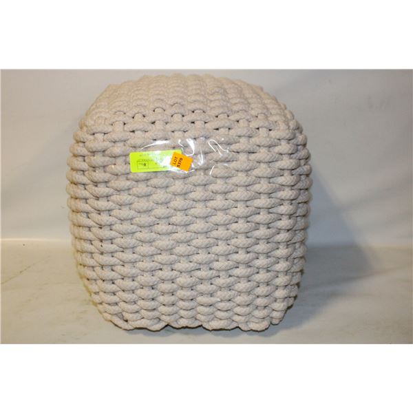 WOVEN BOHO FOOT REST STOOL 13" X 13"