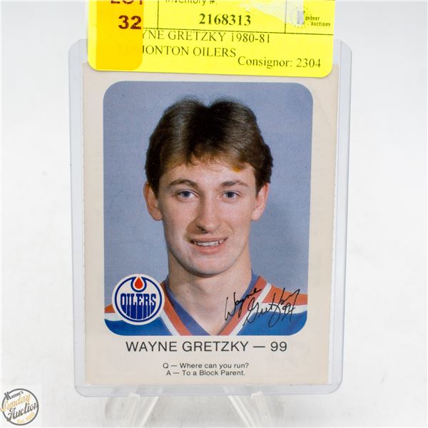 WAYNE GRETZKY 1980-81 EDMONTON OILERS