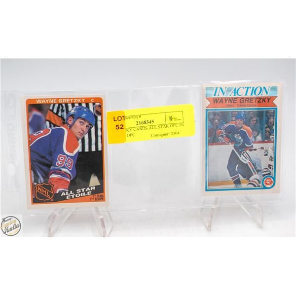 2 GRETZKY CARDS ALL STAR OPC IN ACTION OPC
