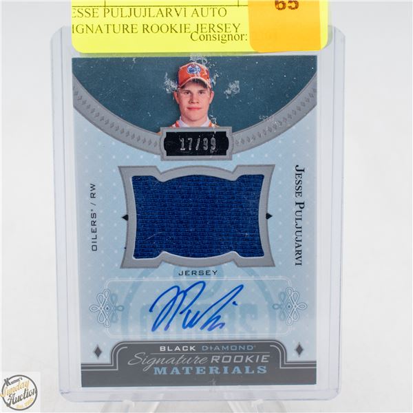 JESSE PULJUJLARVI AUTO SIGNATURE ROOKIE JERSEY