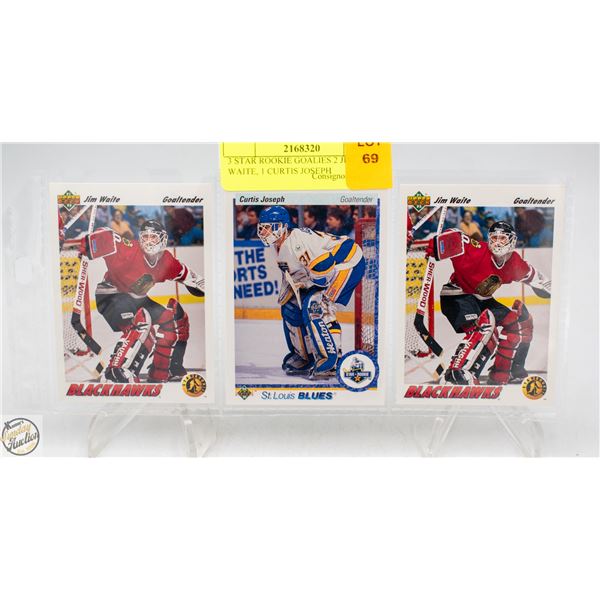 3 STAR ROOKIE GOALIES 2 JIM WAITE, 1 CURTIS JOSEPH