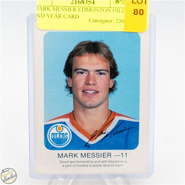 MARK MESSIER EDMONTON OILERS 2ND YEAR CARD