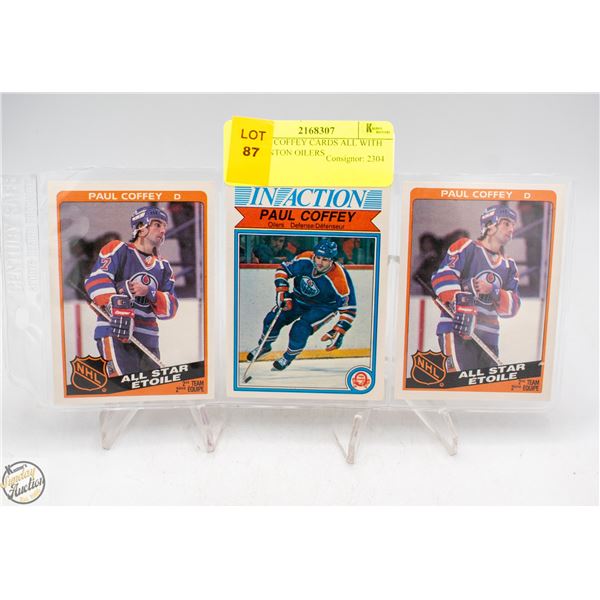 3 PAUL COFFEY CARDS ALL WITH EDMONTON OILERS
