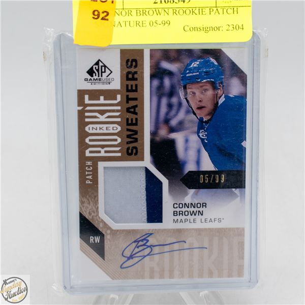 CONNOR BROWN ROOKIE PATCH SIGNATURE 05/99