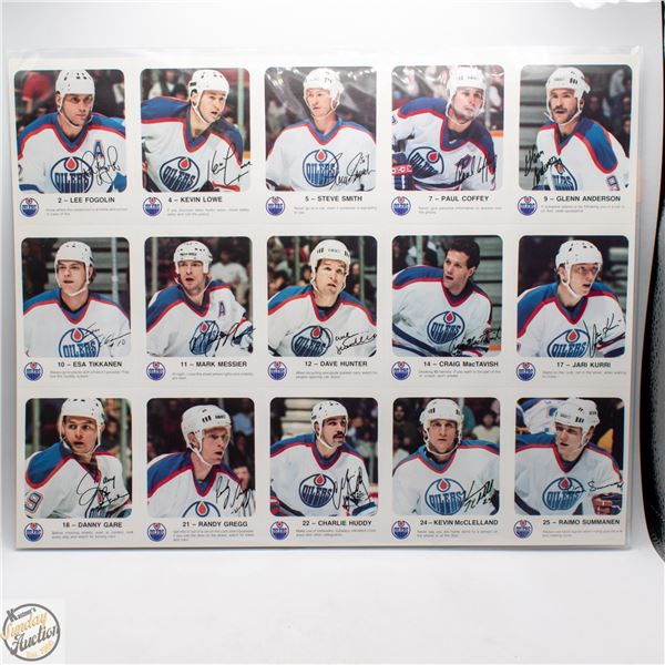 1986-87 UNCUT SHEET MESSIER KURRI COFFEY